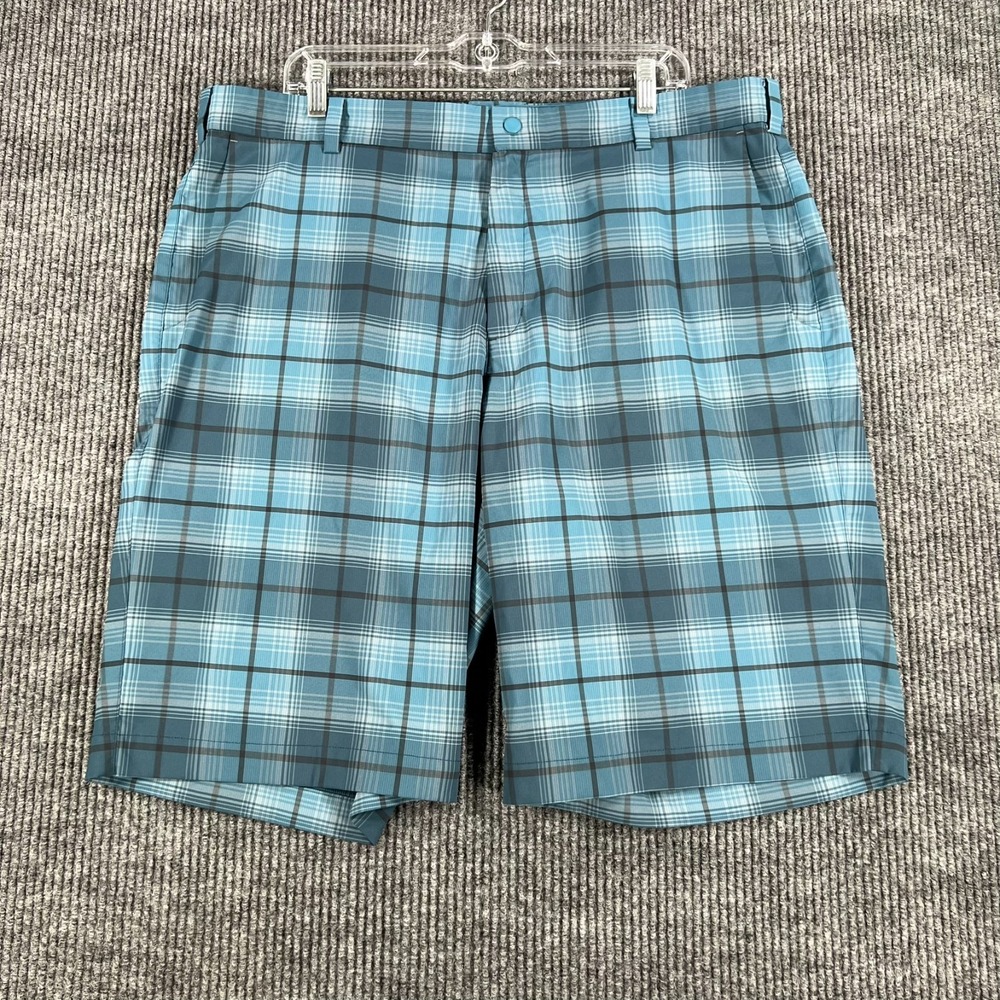 Nike Golf Shorts Mens Size 38 Blue Plaid Chino Performance Dri Fit Outdoor